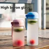 Cylinder-shaped High Hardness Cylinder-shaped Good Sealing Glass Water Bottle for Camping Y0915