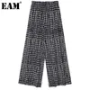 [EAM] taille haute élastique noir point imprimé pantalon large nouveau pantalon coupe ample femmes mode marée printemps été 2021 1DD8980 Q0801