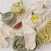 Facetjoyous 0-24 M Herfst Pasgeboren Baby Jongen Meisje Casual Sweatshirt Fruit Print Lange Mouw Tops + Shorts + Hoed Outfit Kinderkleding Set 210413