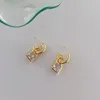 Stud Lock Earring Women Natural Stone Earrings Ladies Fashion High Quality Simplicity Exquisite Korean Party Zinc Alloy Oorbellen