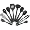 10pcs/set Silicone Kitchen Utensil Heat Resistant Spatula Serving Mixing Spoon Tongs Ladle Gadget Non-Stick Baking Tool 1XBJK1911