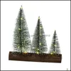 Kerst Feestelijke Feestartikelen Gardenchristmas Decoraties Tafelblad Tree Led Light Miniatuur Pine Frosted Trees Wood Base Crafts Home De