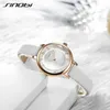 Sinobi Luxury Women 'Watches Elegant Ripple Sapphire Diamond Ring Dam Läder Quartz Armbandsur Girl's Gift Montre Femme Saat Q0524
