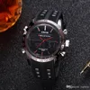 Men Top Luxury watch Casual Quartz LED Digital black Rubber strap Mens Multifunction military Watches Waterproof male Sports wristwatch