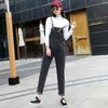 Kvinnors Denim Overaller Koreanska Style Loose High Waist Pencil Byxor Casual Justerbar Strap Pocket Jumpsuit Kvinnor Jeans Streetwear 210604