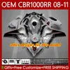 Injektionsform för Honda Body CBR1000 CBR 1000 RR CC 08-11 Bodywork 60No.26 CBR 1000RR 1000CC CBR1000RR 08 09 10 11 CBR-1000 2008 2009 2010 OEM Fairing Red White Blk