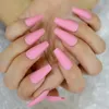 Unghie finte bara rosa opaco unghie finte dolce estate copertura completa stick su strumento per manicure acrilico affusolato 24 pezzi Prud22