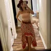 영감을 된 스타일 스커트 여성 불규칙 맥시 스커트 붉은 코튼 꽃 섹시한 여름 치마 해변 보헤미안 여성 스커트 210412