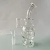 Transparent tjock böjd halsglas Bongs rökning rör Fab ägg Recycler glasolja DAB Rigger Percolator Vattenrör Kvinnlig ledning med 14 mm klara skål tillbehör