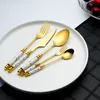 Vaisselle en céramique dîner fourchettes cuillère couteau ensemble Vintage couverts 304 vaisselle en acier inoxydable
