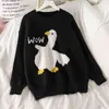 Cartoon Duck Winter Kleidung Frau Pullover süßer Herbst Jacquard warm Pull Femme Preppy Trikots Mujer Tops 19035 210415