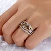 Fashion Gold Infinity Love Heart Band Rings For Women Two-tone Wedding Cubic Zircon CZ Crystal Ring