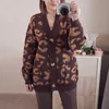 Harajuku sweterwowy sweter jesień zimowy leopard cardigan casual luźna kobieta dzianiny otwarty stitch v-neck zworka C-221 210805