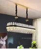 Lampadario moderno da cucina a LED Lampadario di cristallo rettangolare Lampada da sala da pranzo in pelle creativa di design moderno