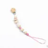 Baby Pacifier Holders Chain Clips Natural Wooden Food Grade Soother Teeth Practice Toys Infant Feeding Silicone Teething Beads Accessories