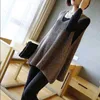 Mid-length Loose V-neck Sweater Vest Femal Plus Size Sleeveless Solid Color Simple Fashion Knitted Pullover Women Spring 210915