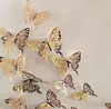 3D Metal Texture Paper Hollow Butterfly Wall Stickers Decorazione della casa Soggiorno Badroom Simulazione Tinta unita Alta qualità Moderno Semplice SN2682