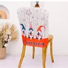 white Gnomes Chair Cover USA Independence Day Patriotic Pattern Faceless Dwarf Dining Room Kitchen Restaurant Chairs Decor