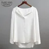 Bluzlar Kadın Kadınlar Uzun Kollu Şifon Gömlek Tops Katı Kahverengi Beyaz V Yaka Ofis Bayanlar 5104 50 210506