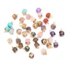 Faceted square polygon Shape Natural Stone Charms Healing Rose Quartz Crystal Turquoises Jades Opal Stones Pendant for Jewelry Making Necklace Bracelet 8x12mm