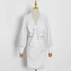 Frühling Mode Süße Dot Print Casual Frauen Sets V-ausschnitt Aushöhlen Bogen Design Shirts + Elegante Hohe Taille Silm Röcke 210525