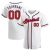 Bianco personalizzato Red-Navy-08098 Authentic Baseball Jersey