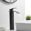 Black paint waterfall faucet washbasin bathroom cabinet Nordic hot and cold single hole faucets