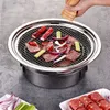 Koreansk Charcoal Barbecue Grill Rostfritt Stål Non-Stick Brillbricka Grillar Bärbar Kolugn För Utomhus Camping BBQ 210724