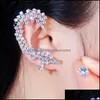 Stud Earrings Jewelry Qoolady Asymmetric Sparkly White Luxury Long Cubic Zirconia Crystal Climber Ear Cuff Brides Star E068 210323 Drop Deli