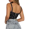 Femmes Sexy Bustier Tops SleevelBacklFloral Zip Back Crop Tank Tops Été Chic Bretelles Low Cut Corset Tops Streetwear X0507