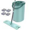 Drop Magic Microfiber Cleaning Mops Flat Squeeze Automatic Home Kitchen Floor Cleaner Free Hand Mop with Bucket 210805