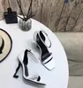 Markowe buty na obcasie paryż metalowe litery sandały kobieca sukienka buty seksowne kapcie z odkrytymi palcami luksusowa moda skórzane czółenka SL wesele sandały z pudełkiem