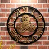 Wall Clocks Large Vintage Wooden Clock Retro Gear Hanging Roman Numeral Horologe Living Room Cafe European Style
