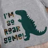 Sommerkinder Sets Kurzarm O Neck Print Dinosaurier Buchstaben T-Shirt Tarnkurzschlüsse Nette Mädchen Jungen Kleidung Set 1-8T 210629