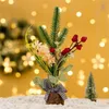 Weihnachtsdekorationen, Mini-Baum, 10 Zoll, Tisch-Kiefern, künstlich, mit Holzsockel, Ornamenten für Zuhause