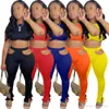 Women Tracksuits sportdräkter Designers kläder 2021 Fashion Sexig ihålig fast färgdräkt Tvåverk set jogger svett8881354