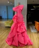 Date Design Robes De Soirée Volants Tulle Rose Robe De Bal Avec Grand Arc Balayage Train Custom Made Dubai Formelle Robes De Soirée Robe De Mari￩e