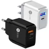 18W PD Wall Charger EU US Plug Travel Power Adapter för iPhone 12 13 Samsung Galaxy S6 S7 Edge S8 S9 Obs 10 snabba laddare