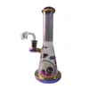 Colorful Rainbow Bongs Matte PYREX Glass Bong Hookahs Showerhead Perc Cartoon 14mm Female Joint Smoking With Quartz Banger Nail Straight Tube Dab Water Pipe Oil Rigs