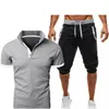 T-shirts T-shirts 2021 Sommar 2pc Set Män EUR / US-storlek Kortärmad T-shirts Tvåbitar Toppar + Shorts Sportkläder Mens Ställer Male Tracksuit