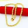 24K Gold Color заполнены 3 4 5 6 мм поворотные веревки ожерелье цепи для менмонских браслетов золотые ювелирные аксессуары Chokers