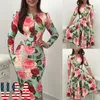 Casual Jurken Dames Zomer Boho Floral Lange Mouwen Maxi Jurk Party Beach Sundress USA