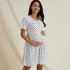 Maternity Kläder Kvinnor Nursing Maternity Nightshirts Amning Kläder Kortärmad Klänning Graviditet Pyjamas 2021 Sommar Ny Q0713