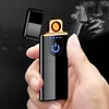 Electric Lighter Rechargeable Touch Induction USB Ultra-thin Lighter Portable Windproof Creative Smoking Accessories Gadgets for Men4192411