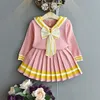 2020 Fashion Kids Bilks Baby Girl Clothes Coup Bow Tie College Wind Veste et jupe Suit Q07163273948