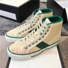 1977 High Top Sneaker Italy Green Red Stripe Luxurys Shoes 77 자수 인쇄 캔버스 에이스 빈티지 디자이너 스니커 테 테니스 캐주얼 신발