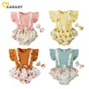 0-18m geboren baby baby meisje kleding set bloem outfits gebreide ruches t-shirt floral overalls shorts kostuums zomer 210515