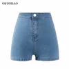 Large Size Sexy Denim Shorts Girl High Waist Thin Skinny Hips Stretch Leg Length Tight Jean 210629