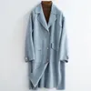 Women's Wool & Blends 2022 Two-sided Woollen Overcoat Woman Long Fund Loose Single Row Buckle Coat Bery22