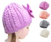 Nuovo cappello a maglia con fiocco a colori a colore puro di lana, caldo cappello per bambini a cupola invernale gc481